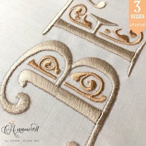 3 sizes Medium Damask Machine Embroidery Font Monogram Alphabet - 3 Sizes 2.5", 3.5", 4.5", BX font