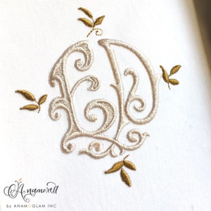 Monza Interlocking E and D Embroidery Monogram Design for Machine Embroidery | ED, DE monogram initials