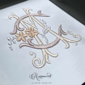 Motif de monogramme de broderie C et M imbriqués / Fichier de broderie Machine / CM, MC