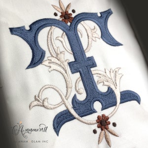 Interlocking L and T Embroidery Monogram Design for Machine Embroidery | LT or TL