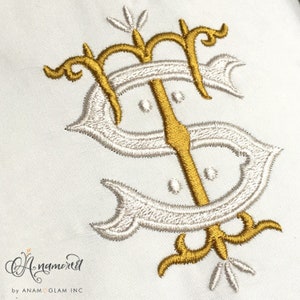 Interlocking T and S Embroidery Monogram Design for Machine Embroidery | TS, ST initials