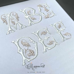 1 (1,5") lettertype Secret Garden-borduurmonogram voor borduurmachines, BX-bestanden/lettertype