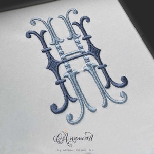 Interlocking H and H Embroidery Monogram Design for Machine Embroidery | HH, H/H