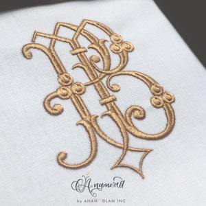 Interlocking P and B Monogram Embroidery Design / Embroidery design, Embroidery Monogram Pattern, PB, BP