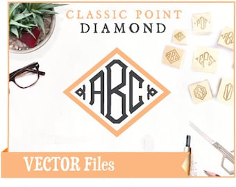 Diamond Point Monogram VECTOR Alphabet/Font: Design/ Instant Download; .eps .pdf .svg .dxf .emf