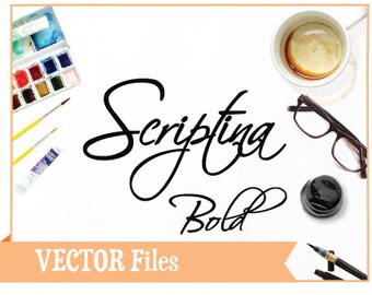 Scriptina Cuttable Font for Silhouette or Cricut: Vector Alphabet. SVG Design/ Instant Download; .eps .pdf .svg .dxf .emf