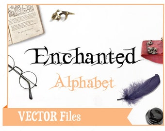 Enchanted Alphabet VECTOR Alphabet/Font: Design/ Instant Download; .ai .eps .psd .pdf .svg .dxf .emf