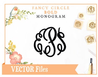 Fancy Circle - BOLD Monogram Script / VECTOR Alphabet/Font: Design/ Instant Download; Monogram Font, .ai .eps .psd .pdf .svg .dxf .emf