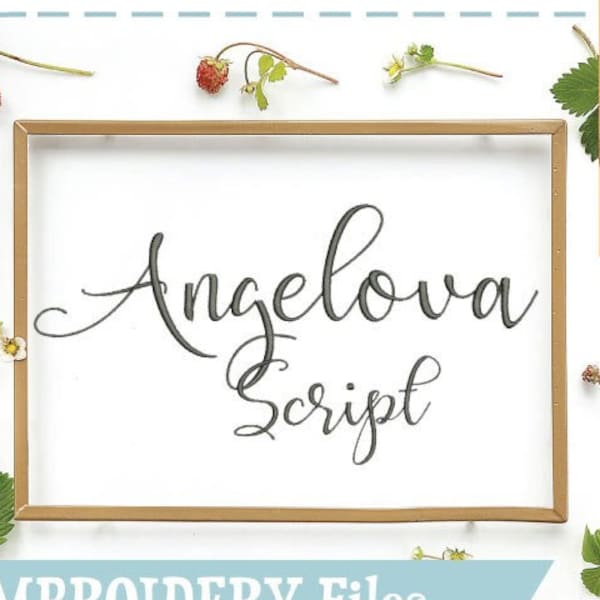 Angelova Cursive Script Machine Embroidery Font Monogram Alphabet - 4 Sizes Small