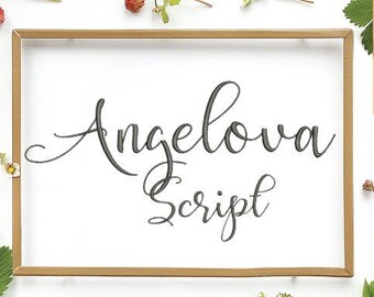 Angelova Script Machine Embroidery Font Monogram Alphabet - 2 Sizes