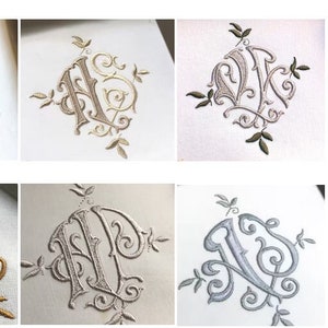 Custom Monogram Setup:2 letter Monza Contrasting Custom Interlocking Embroidery Monogram Design.