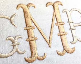 French Fishtail Machine Embroidery Font Monogram Alphabet - 2 Sizes- 2" & 3" inch