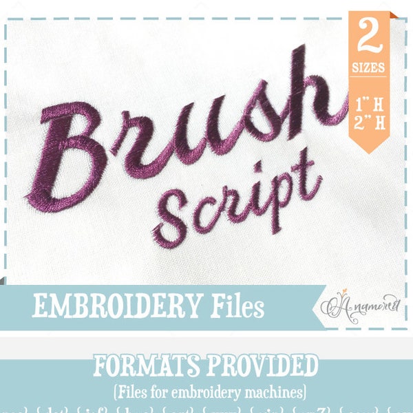 Brush Script Embroidery Font Etsy