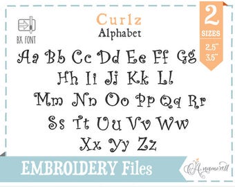 Curlz Embroidery Alphabet / BX Font / Embroidery Font Files for Embroidery Machine/ BX font / Curls Curlz Font / Curly Embroidery Alphabet