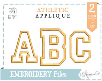 3" & 3.5" Athletic Applique Embroidery Font/Alphabet for Embroidery Machines, College Applique, Varsity Athletic Applique, BX font