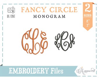 2" & 3" Fancy Circle Embroidery Font. Embroidery Alphabet for embroidery machine Embroidery Font Embroidery Monogram BX font Fancy Circle