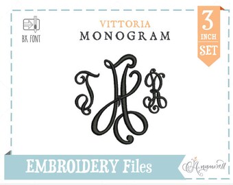 Vittoria Script Monogram Alphabet (Regular): Embroidery Font, Instant Download Files for Embroidery Machines, Embroidery file