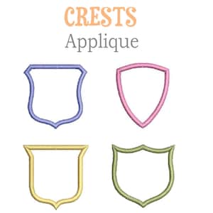 Crests & Shield Applique Embroidery Files: Instant download for embroidery machines | 4 sizes