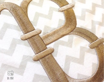 French Fishtail Machine Embroidery Font Monogram Alphabet - 4 Sizes | 2" 3" 4" 5" inch