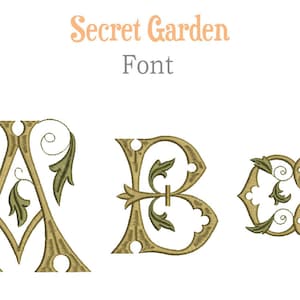 4 Sizes (Best Deal) Secret Garden Embroidery Monogram Font for Embroidery Machines