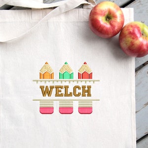 Pencils Ruler Name Frame Embroidery Design / Machine Embroidery File ...