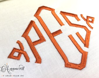 4 sizes (1,2,3,4 inch) Diamond Monogram Font: Embroidery Design/ Files for instant download for embroidery machines Diamond BX Font