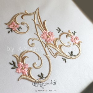 Two sizes, 4&quot; and 5&quot; Floral Antique Vintage Embroidery Monogram Font for Embroidery Machine/ BX font / Antique Victorian Antique Font