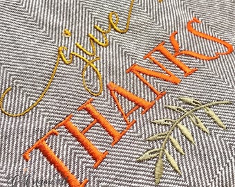 Give Thanks Thanksgiving Embroidery Design for Embroidery Machine | Instant Download