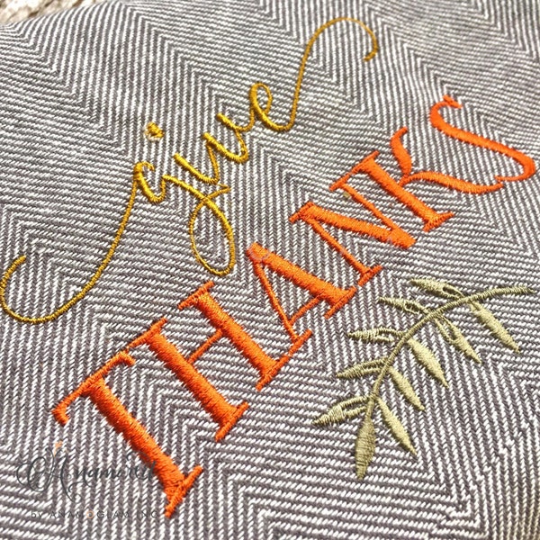 Give Thanks Thanksgiving Embroidery Design for Embroidery Machine | Instant Download