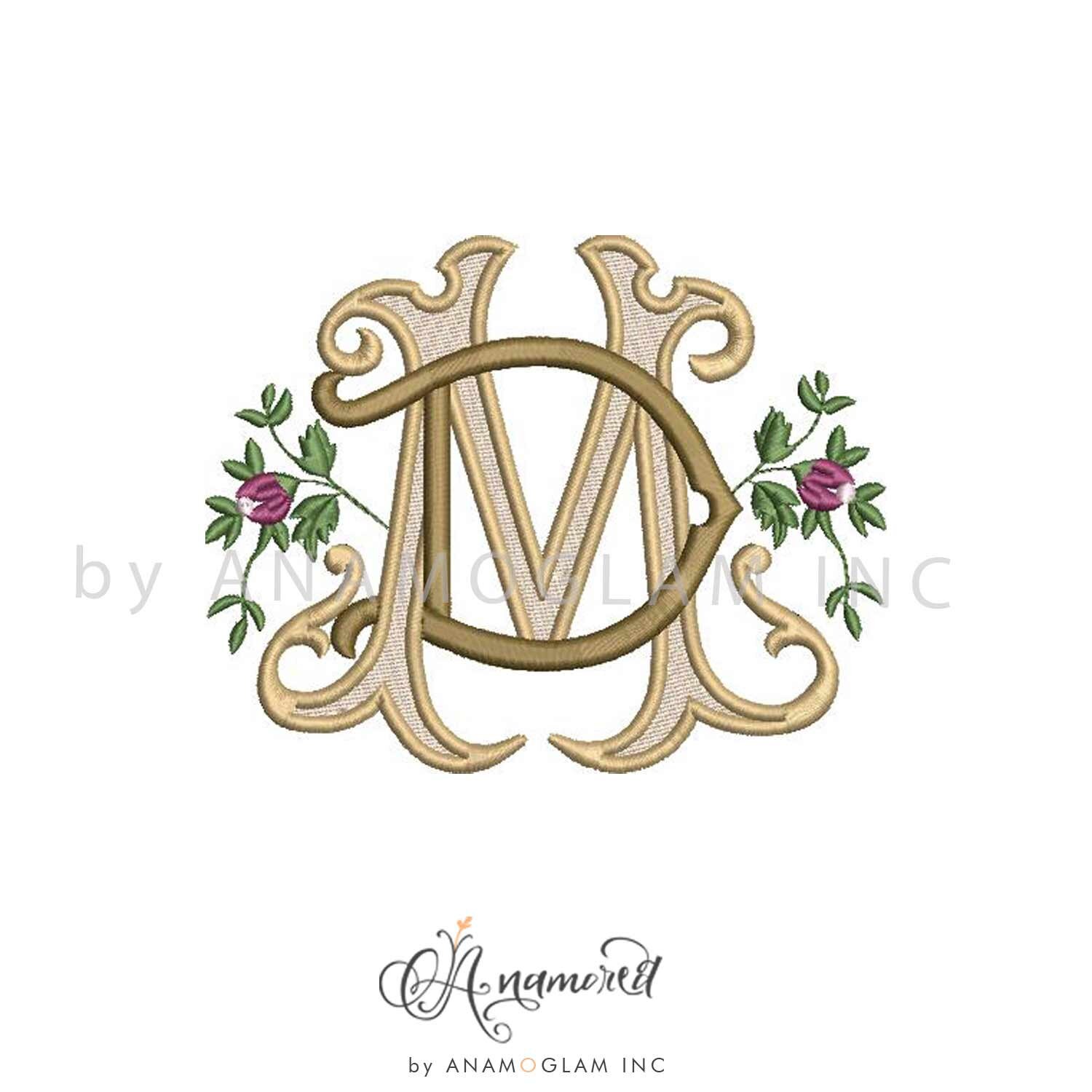 Interlocking D and M Embroidery Monogram Design for Machine Embroidery ...