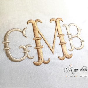 2 sizes (2 & 3 inch) French Fishtail  Machine Embroidery Font Monogram Alphabet - BX font