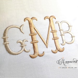 2 sizes Medium French Fishtail  Machine Embroidery Font Monogram Alphabet - 2" & 3" inch