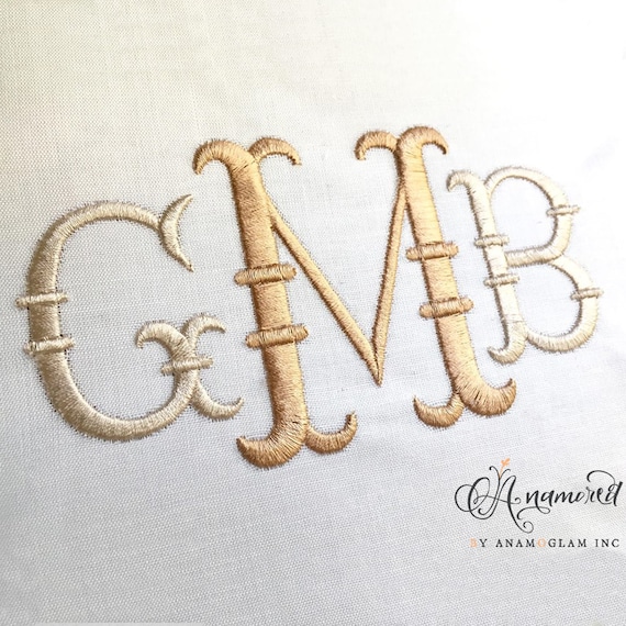 2 sizes (2 & 3 inch) French Fishtail  Machine Embroidery Font Monogram Font, Full Alphabet, Bx included