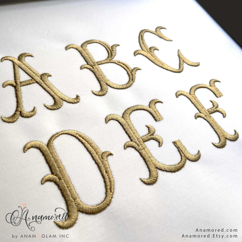 2 Sizes (1" & 2" Inch) Italian Fishtail Machine Embroidery Font ...