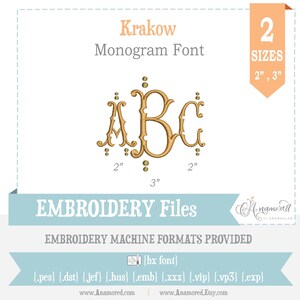 2 sizes (2 & 3 inch) Krakow Fishtail Embroidery Alphabet/ Files for Embroidery Machines / Embroidery Embroidery, BX files image 2