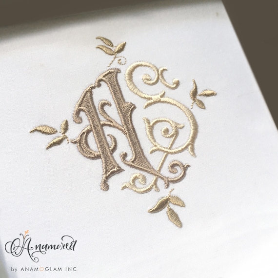 Monza Interlocking H and S Monogram. Embroidery Design for