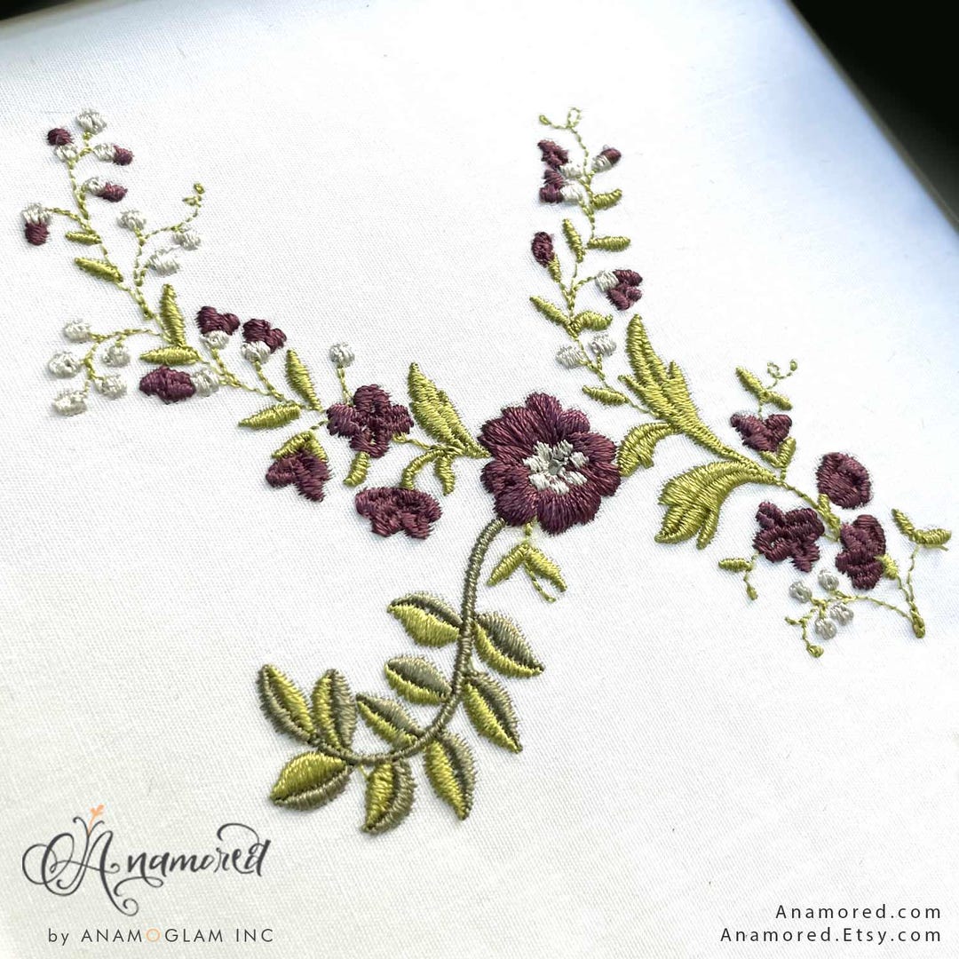 Anamotique Floral Vintage Accent Embroidery Design Pattern/ Machine ...