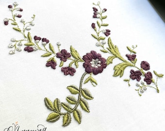 Anamotique Floral Vintage Accent Embroidery Design Pattern/ Machine Embroidery File / Instant Download