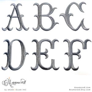 3 Sizes (1", 2" & 3" Inch) Italian Fishtail Machine Embroidery Font ...