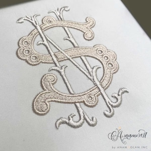 Interlocking N and S Embroidery Monogram Design for Machine Embroidery | NS, SN