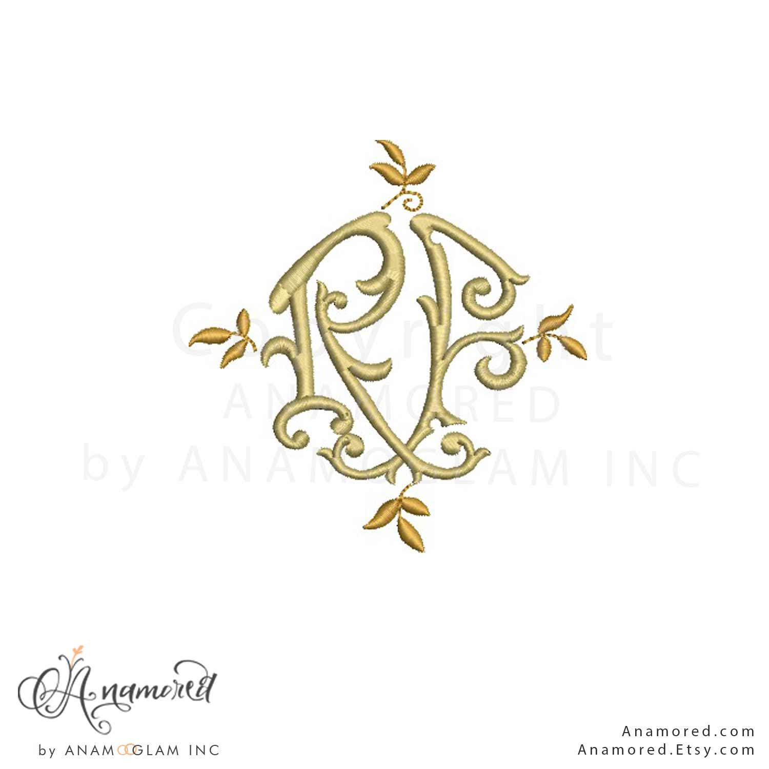 Interlocking R A Monza Interlocking R and F Embroidery Monogram Design for Machine ...