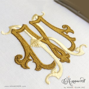 Interlocking K and M Monogram Embroidery Design for  Embroidery Machine, Embroidery Monogram