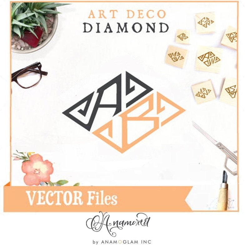 Cuttable Alphabet: Diamond Art Deco Monogram Ai .eps .pdf .svg .dxf ...