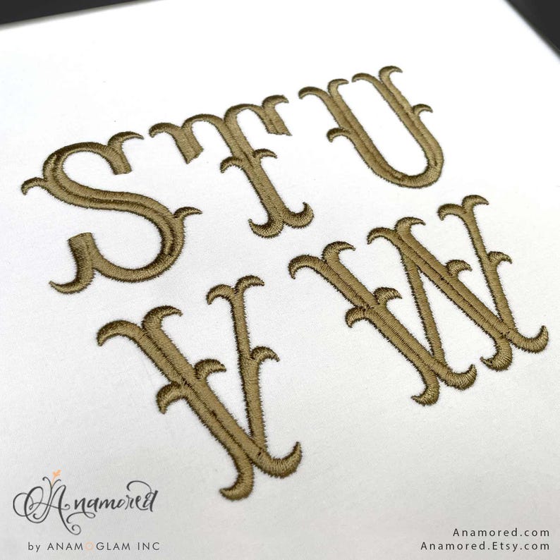 2 Sizes (1" & 2" Inch) Italian Fishtail Machine Embroidery Font ...