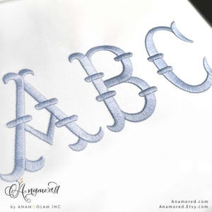 2 sizes (2 & 3 inch) French Fishtail Machine Embroidery Font Monogram Font, Full Alphabet, Bx included image 3