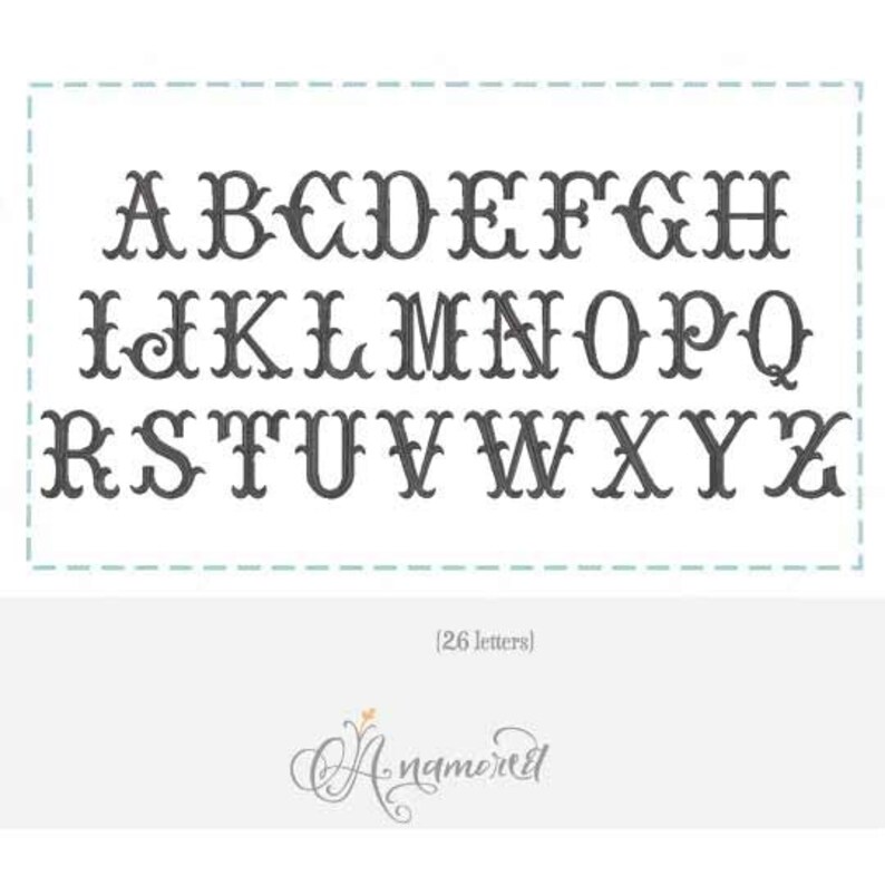 3 Sizes (4", 5" & 6" Inch) Italian Fishtail Machine Embroidery Font ...