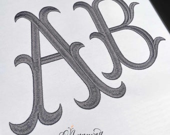3 sizes (Large) Italian Fishtail  Machine Embroidery Font Monogram Alphabet - 4&quot;, 5&quot; & 6&quot; inch, BX font