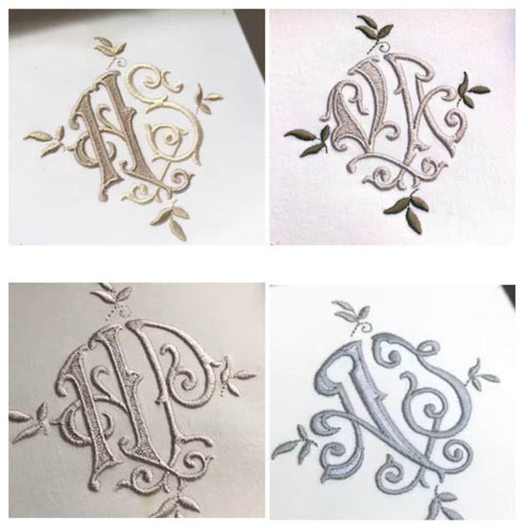 antique initial・monogram motif..:⋈*2個セット Custom Monogram Setup:2 Letter Monza Contrasting Custom