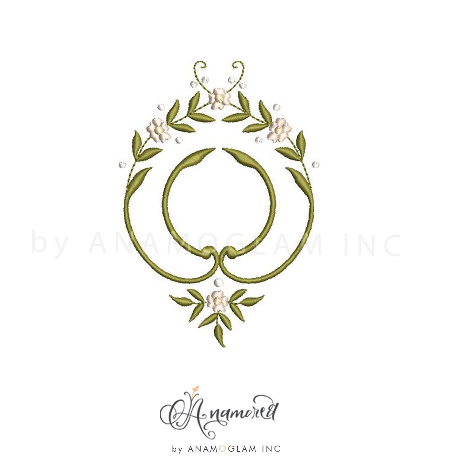 Floral Monogram Frame / Crest, Embroidery Design Pattern for Embroidery Machine | Instant Download