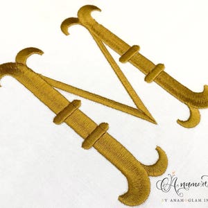 5 tamaños (mejor oferta) Alfabeto monograma de fuente de bordado a máquina de cola de pez francesa - 1", 2", 3", 4" y 5" pulgadas